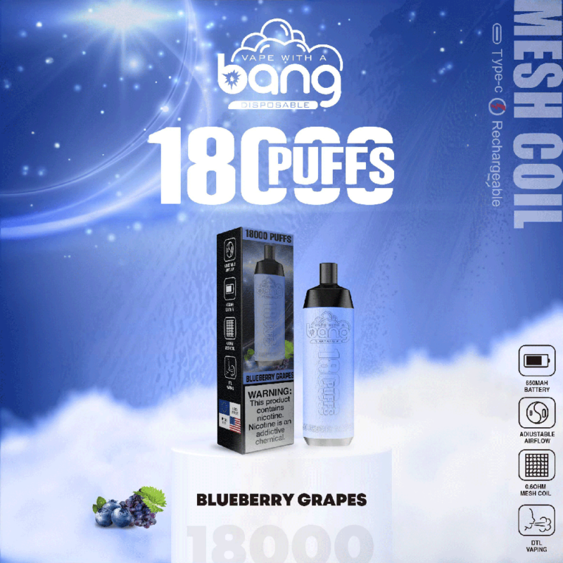 Bang Crown Bar 18000 18K Puffs Disposable Vape BLUEBERRY GRAPES