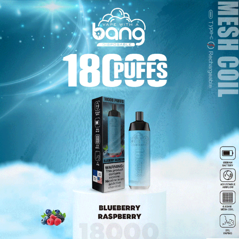 Bang Crown Bar 18000 18K Puffs Disposable Vape BLUEBERRY RASPBERRY