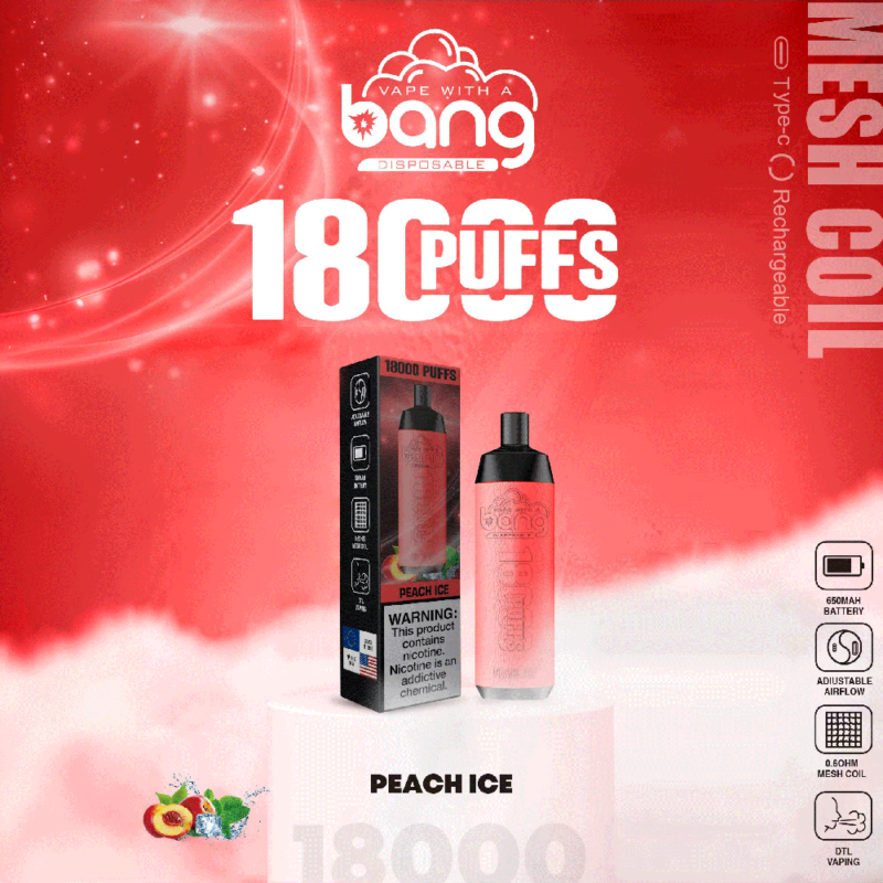 Bang Crown Bar 18000 18K Puffs Disposable Vape PEACH ICE