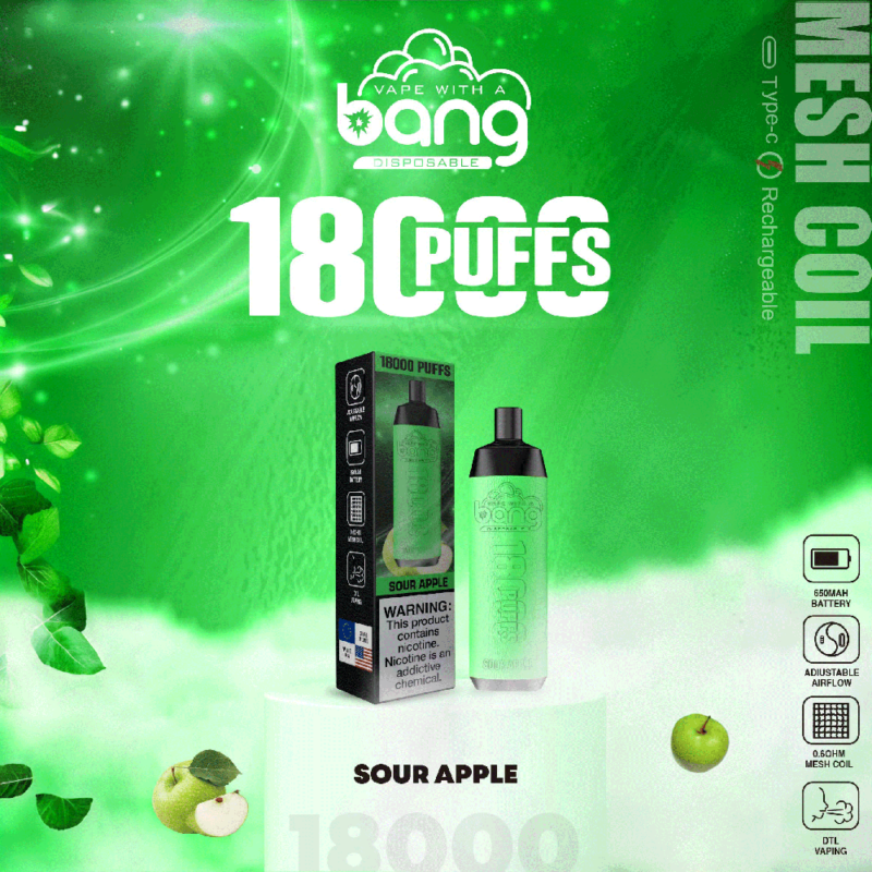 Bang Crown Bar 18000 18K Puffs Disposable Vape SOUR APPLE