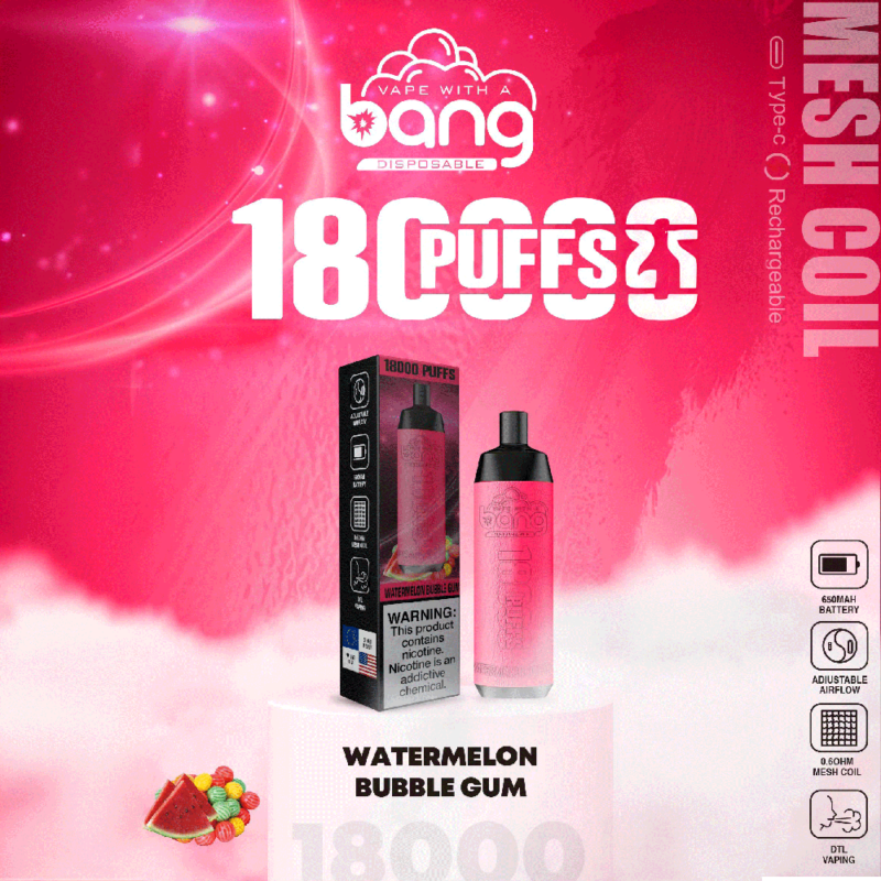 Bang Crown Bar 18000 18K Puffs Disposable Vape BUBBLE GUM