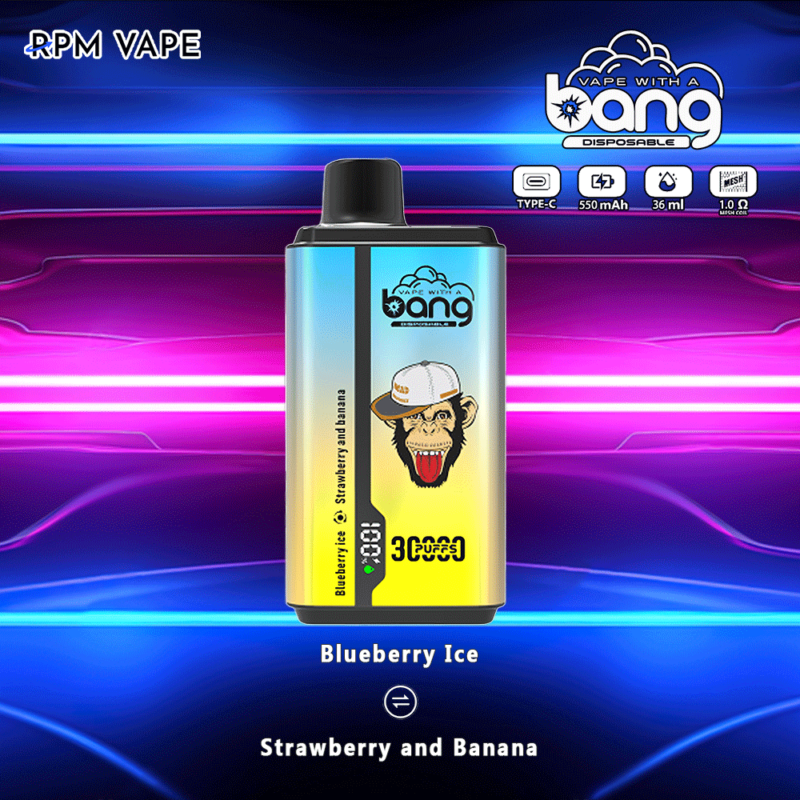 bang 30000puffs blueberry ice strawberry and banana