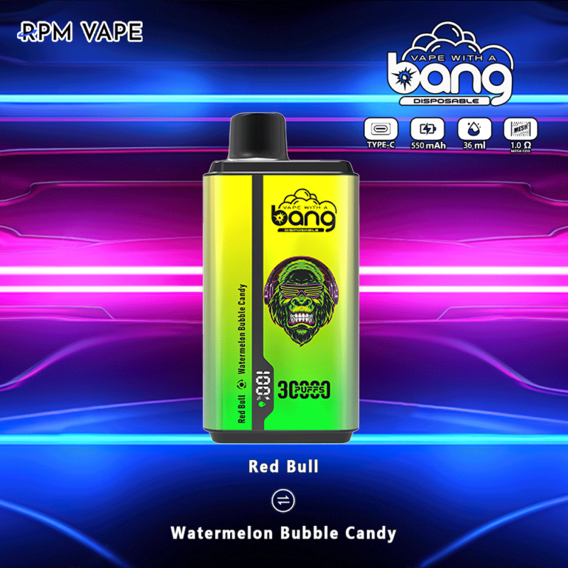 bang 30000puffs red bull watermelon bubble candy