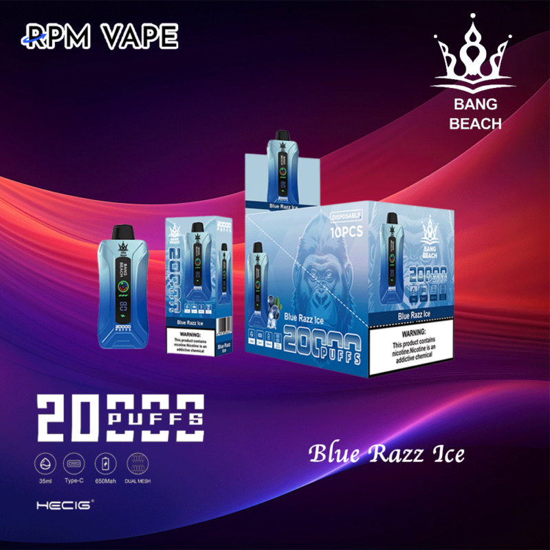 Popular Bang Beach 20000 Puffs Plus Wholesale E-Cigarette OEM Blue-Razz-Ice