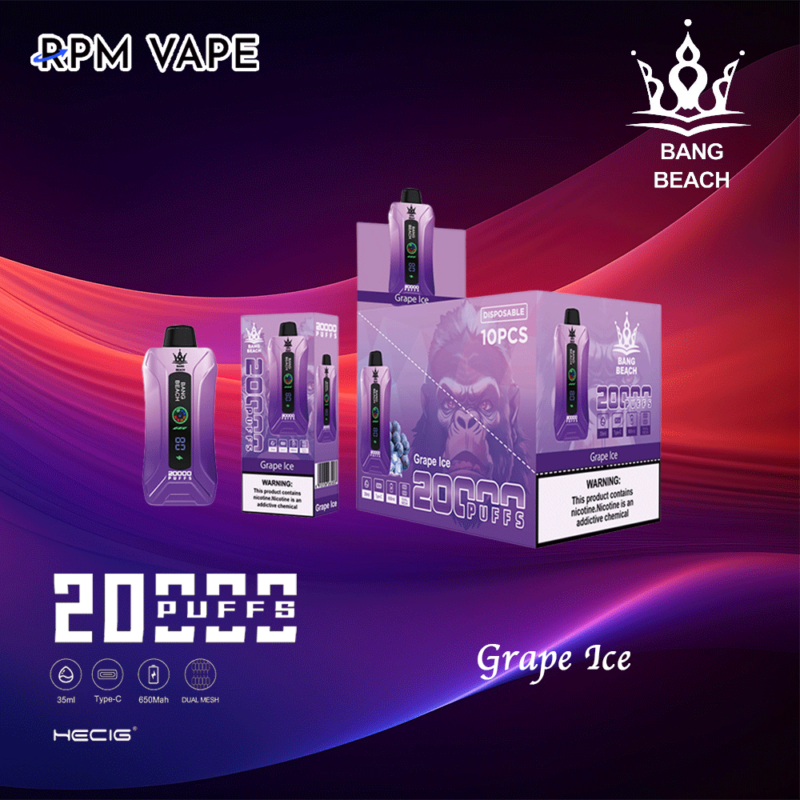 Popular Bang Beach 20000 Puffs Plus Wholesale E-Cigarette OEM Grape-Ice