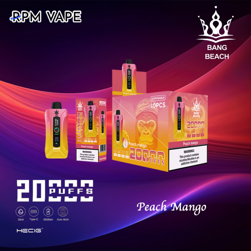 Popular Bang Beach 20000 Puffs Plus Wholesale E-Cigarette OEM Peach-Mango