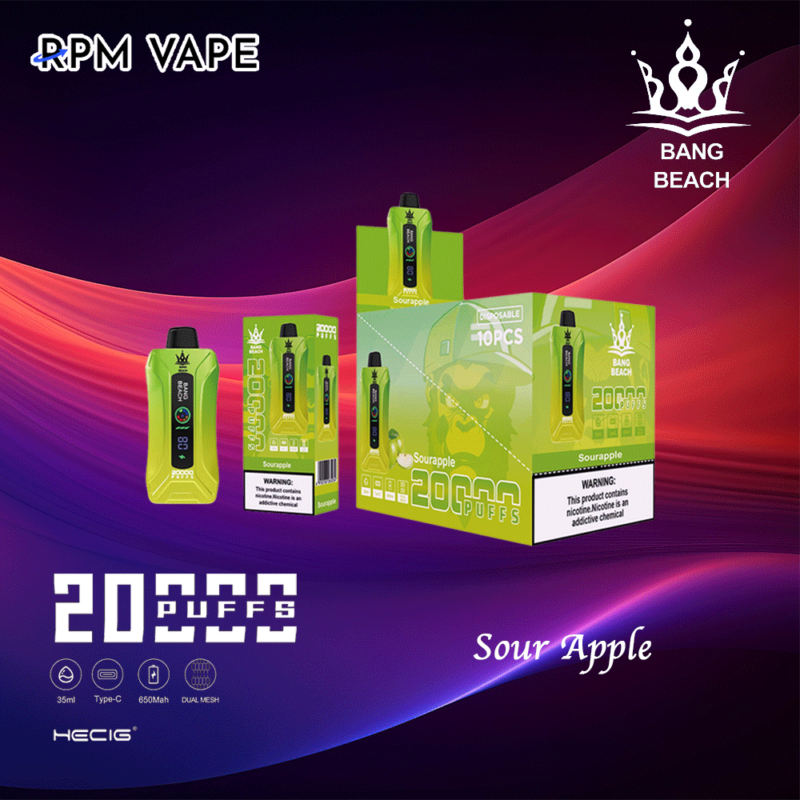 Popular Bang Beach 20000 Puffs Plus Wholesale E-Cigarette OEM Sour-Apple