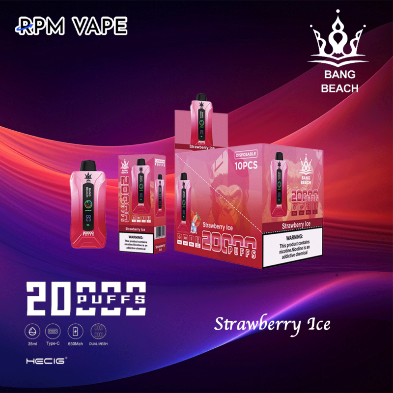 Popular Bang Beach 20000 Puffs Plus Wholesale E-Cigarette OEM Strawberry-Ice