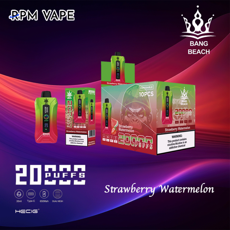 Popular Bang Beach 20000 Puffs Plus Wholesale E-Cigarette OEM Strawberry-Watermelon