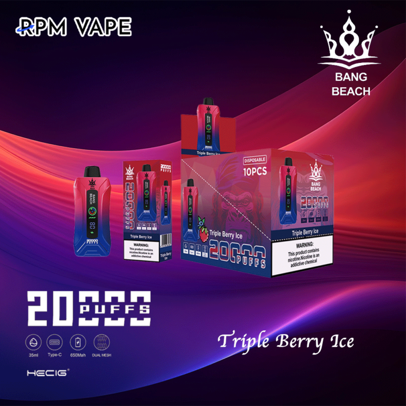 Popular Bang Beach 20000 Puffs Plus Wholesale E-Cigarette OEM Triple-Berry-Ice
