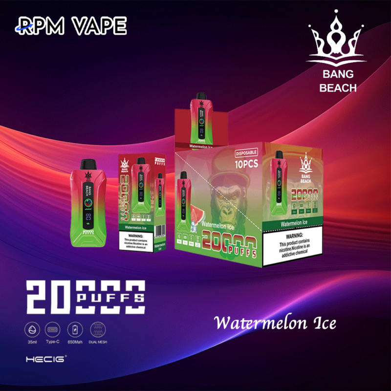 Popular Bang Beach 20000 Puffs Plus Wholesale E-Cigarette OEM Watermelon-Ice
