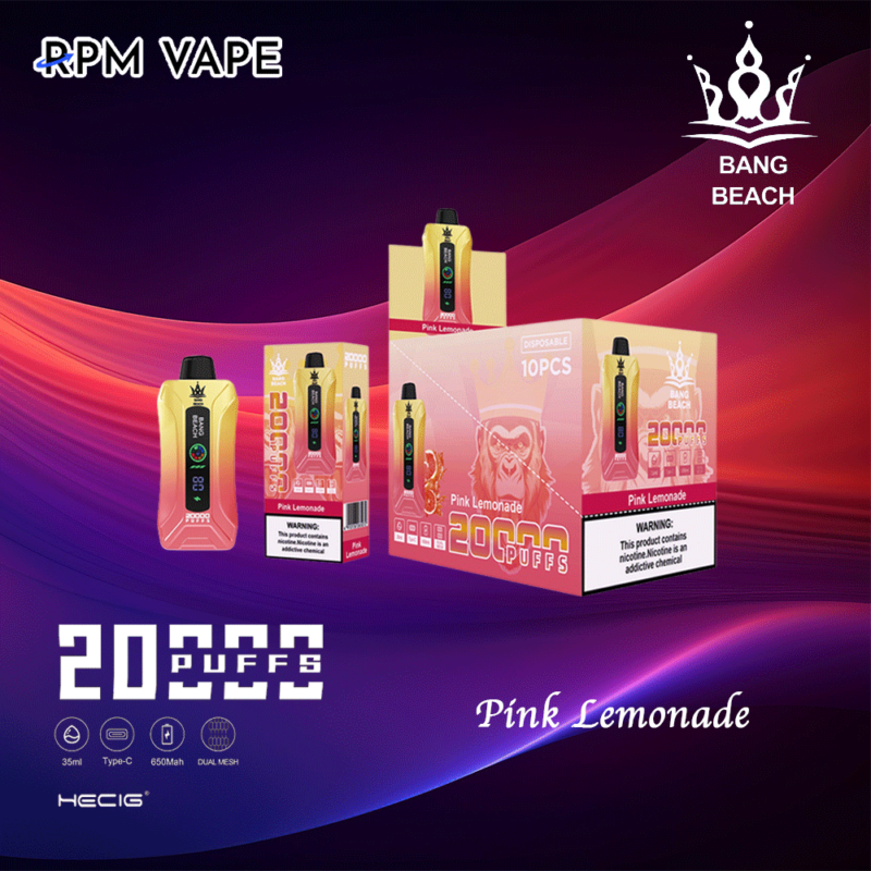 Cigarrillo electrónico al por mayor Bang Beach 20000 Puffs Plus OEM Pink-Lemonade