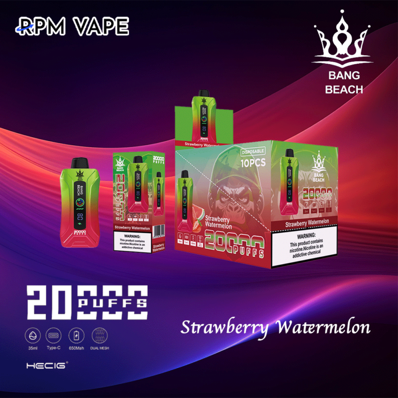 Cigarrillo electrónico al por mayor Bang Beach 20000 Puffs Plus OEM fresa-sandía