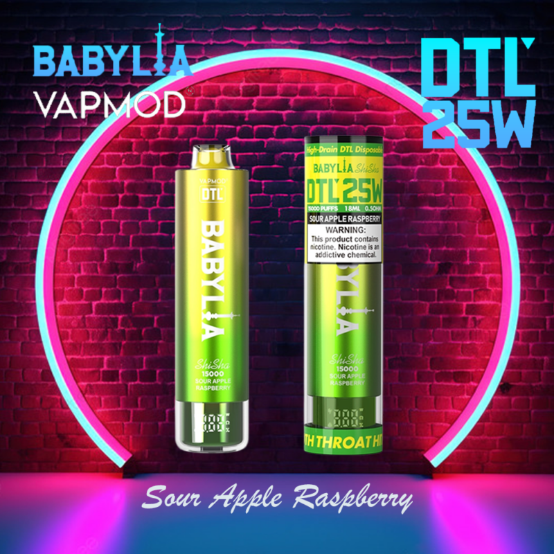 vapmod babylia shisha 15000puffs sura äpple hallon