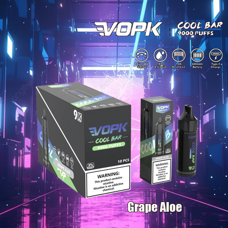 Vopk Cool Bar 9000 inhalaciones 9k cigarrillo electrónico uva-aloe