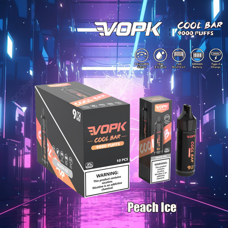 Cigarrillo electrónico vopk cool bar 9000 bocanadas 9k peach-ice