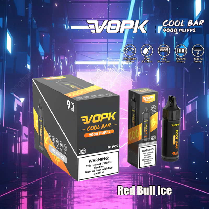 Cigarrillo electrónico vopk cool bar 9000 bocanadas 9k red-bull-ice