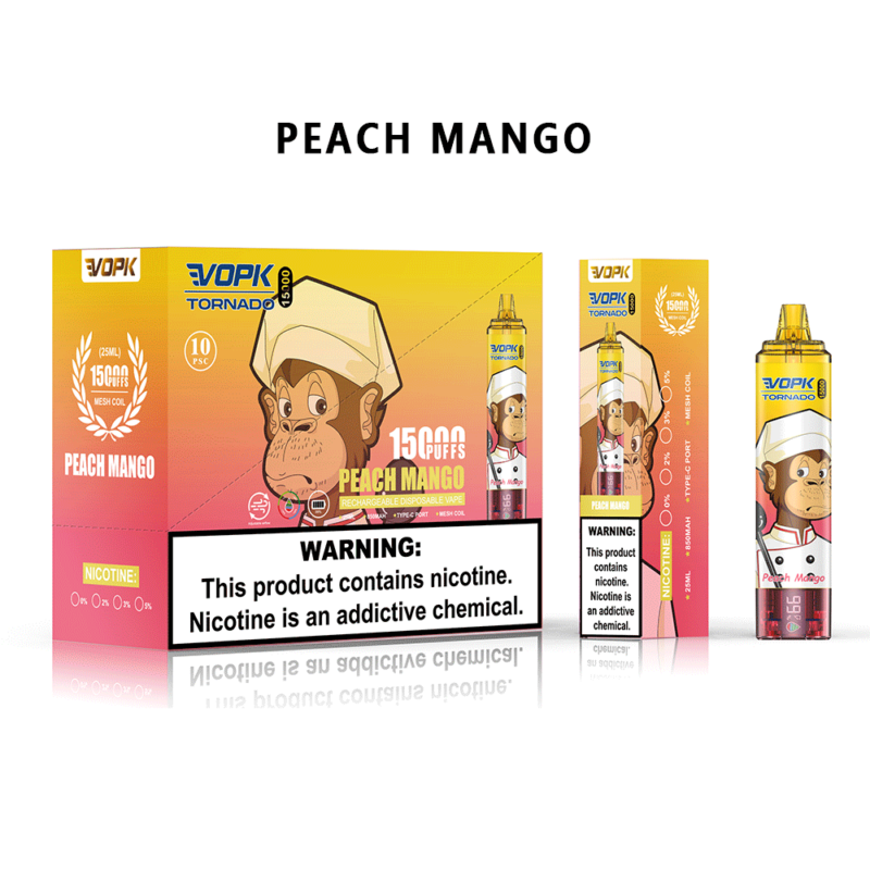 vopk tornado 15000 puffar persika-mango