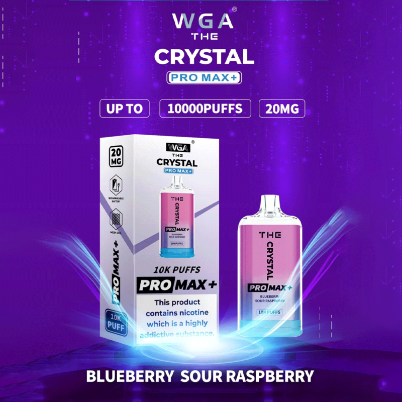 WGA vape Crystal Pro Max Extra 10000 Puffs Bleu-Aigre-Framboise