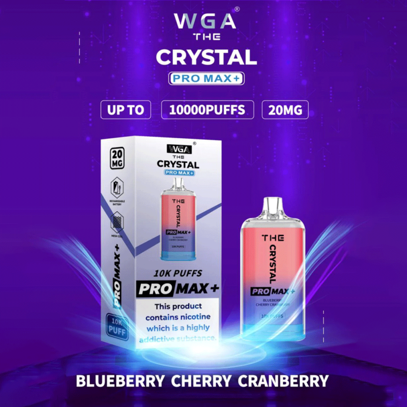WGA vape Crystal Pro Max Extra 10000 Puffs Myrtille-Cerise-Canneberge
