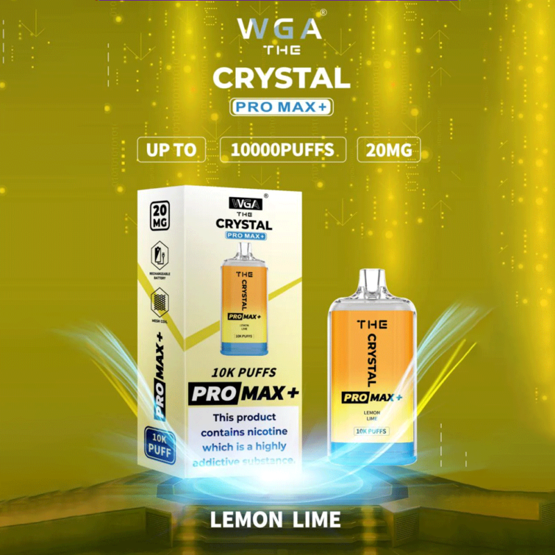 WGA vape Crystal Pro Max Extra 10000 Puffs Citron-Citron Vert