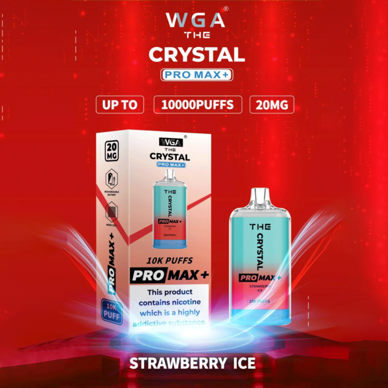 WGA vape Crystal Pro Max Extra 10000 Puffs Fraise-Glace