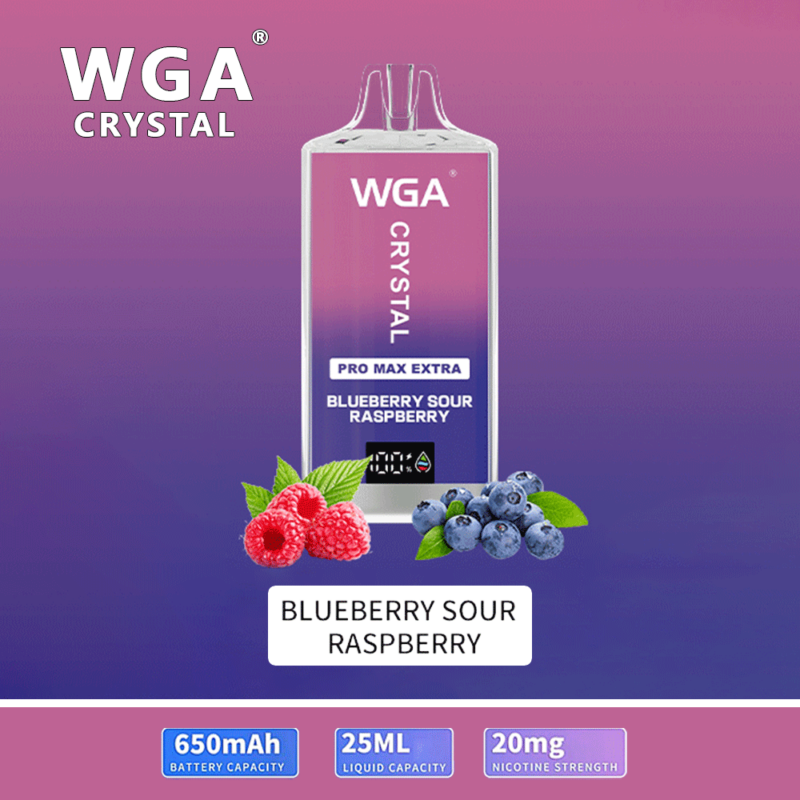 WGA Vape Crystal Pro Max Extra 15000 bocanadas Frambuesa ácida y arándano