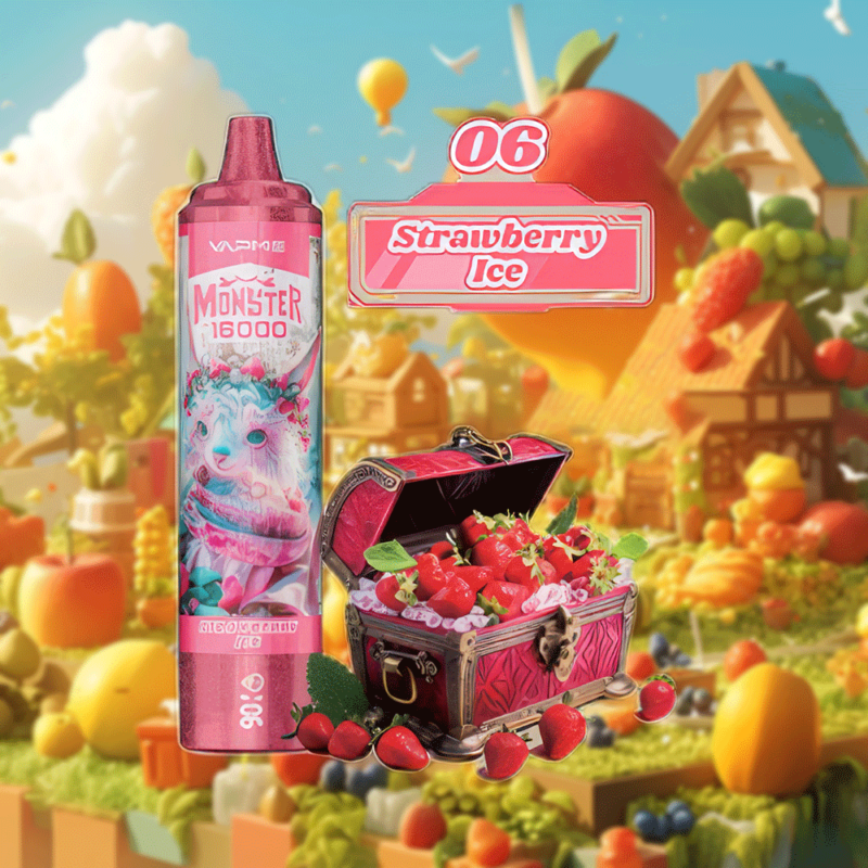 Vapme Monster 16000 trekjes | Aardbeienijs